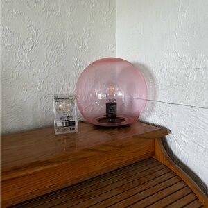 Pink Glass Globe Table Lamp